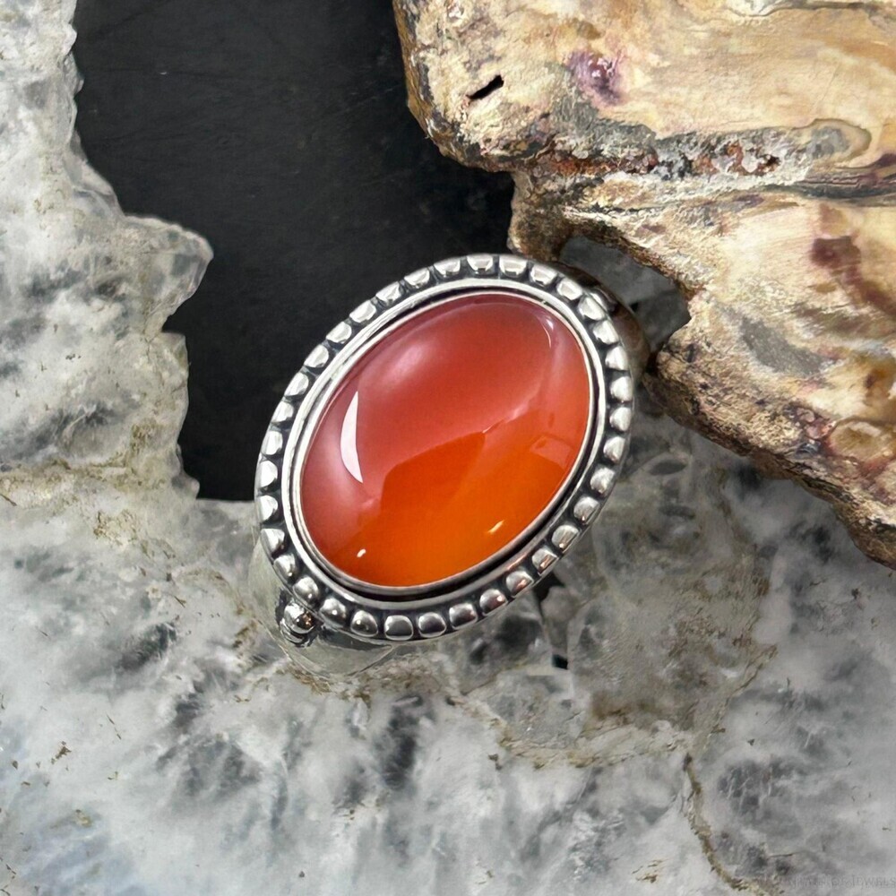 Carolyn Pollack Sterling Horizontally Mounted Oval Carnelian Ring For Women